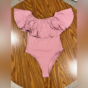 NWT Zenana Dusty Rose Bodysuit - Small